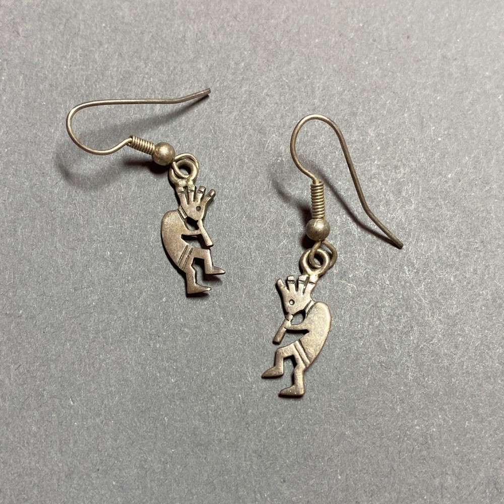 Vintage Southwest kokopelli sterling silver earrings